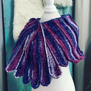 Winter Berries, Crocheted Feather wrap, Handmade